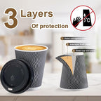 100 Pack 12 oz Disposable Coffee Cups with Lids, Insulated Ripple Wall To-Go Paper Coffee Cups Suitable for Chocolate Cocoa and Hot/Cold Drinks (Grey)