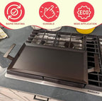 Universal Carbon Steel Griddle for Gas Grill, Griddle Pan for Stove Top, Versatile Stovetop Oven, Induction Cooktop, Flat Top Plate for Charbroil Etc. All Gas & Charcoal Grill 24" x 10"