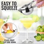 Zulay Kitchen Lemon Squeezer Stainless Steel with Premium Heavy Duty Solid Metal Squeezer Bowl and Food Grade Silicone Handles - Large Manual Citrus Press Juicer and SS Lime Squeezer (Pink)