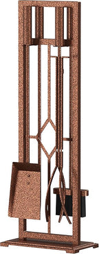 Fire Beauty 5 Pieces Fireplace Tools Set Wrought Iron Fire Place Pit Poker Holder(Antique Bronze)
