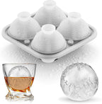 Novelty Baseball Gifts Ball Ice Maker Mold, 2.2" Large Sphere Round Ice Cube Mold for Cocktails, Whiskey, Bourbon Chilling, 4 Hole Fun Shapes Big Silicone Circle Ice Cube Trays
