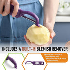 Spring Chef Professional Purple Swivel Potato Peelers for Kitchen, Stainless Steel Veggie Peeler with Soft Grip Handle, Dishwasher Safe, Grate for Peeling Apple, Fruit, Carrot, Cucumber, Purple