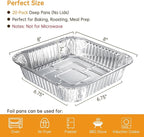 Aluminum Pans 8x8-20 Pack Disposable Foil Pans, Heavy Duty Aluminum Roasting Trays for Baking, Cooking, Heating, Storing, Prepping Food