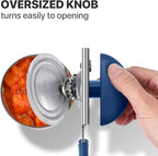 Can Opener Manual Heavy Duty, UHIYEE Hand Held Can Openers for Seniors with Comfort Grip Sharp Blade, Solid Steel Hand Manual Can Open with Magnet for Kitchen Camping, Blue