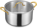 BEZIA 8 Quart Tri-Ply Stainless Steel Stock Pot with Lid, Soup Pot with Stainless Steel Handle, Exceptional Heat Distribution, Induction Cooking Pot for All Stoves, Silver