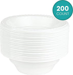 Plasticpro Round Plastic Bowls Microwaveable, Disposable, White, Dinnerware (200, 16 ounce)