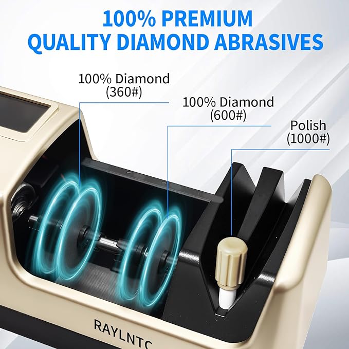 Professional 5-in-1 Electric Knife Sharpener with LCD Display,Scissor Sharpener with 3-Speed & 100% Diamond Abrasives - Precision Angle Guides for Straight, Serrated, Cleaver & Kitchen Scissors