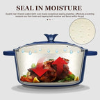 Overmont Enameled Cast Iron Dutch Oven - 5.5QT Pot with Lid Cookbook & Cotton Potholders - Heavy-Duty Cookware for Braising, Stews, Roasting, Bread Baking Indigo Blue