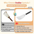 Fish Spatula Stainless Steel, Metal Spatula for Cast Iron Skillet, Slotted Turner with Silicone Handle for Cooking, Grilling, Flipping, Egg, Cookie, Pancake and Burger (Large, 13.5 Inch)