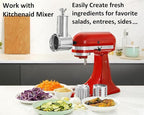 Slicer Shredder Attachment for KitchenAid Mixers, Stainless Steel Cheese Grater Salad Maker Accessories with 3 Cutting Blades,Dishwasher Safe!