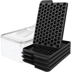 WIBIMEN Mini Ice Cube Trays, Small Tiny Round Pebble Crushed Nugget Ice Trays for Freezer with Lid - Chilling Drinks Coffee Juice(4 Pack/0.55In - Black)