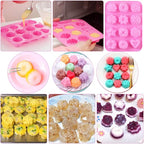 Newk Flower Heart Shape Chocolate Silicone Mold, 4 Packs 12 Cavity Candy Baking Mold for Parties, Festival and DIY Crafts - Green, Blue, Pink, Orange
