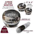 Gusto Nostro Natural Marble Mortar and Pestle Set | 6 Inch - 3.5 Cup Extra Large Mortar Pestle Set for Grinding Herbs, Nuts, Grains | Pesto Grinding and Guacamole Stone Bowl | Marble Spice Crusher