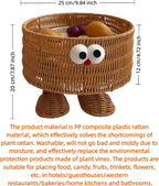 hand-woven round rattan basket storage basket storage box ornaments decorative basket multifunctional picnic food bread basket fruit gift basket key basket. (cartoon)