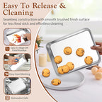 TeamFar Baking Pans Set of 3, Stainless Steel Deep Cookie Cake Pan for Home Baking, 12.5/10.5/9.4” Rectangle Bakeware Set for Bread/Casserole/Lasagna, Healthy & Sturdy, Dishwasher Safe