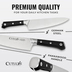 Cutluxe 15-Piece Knife Set – Premium Acacia Wood Block – Knife Set for Kitchen, Ultra Sharp High Carbon German Stainless Steel, Full Tang – Artisan Series
