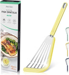 Nonstick Fish Spatula,Maywe Tanso Thin Slotted Spatulas Turner Silicone Fish Spatulas for Nonstick Cookware,High Heat Resistant BPA Free Cooking Utensils,Ideal for Fish,Eggs,Pancakes