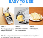 French Fry Cutter with 2 Blades, Professional Potato Cutter Stainless Steel, Potato Slicer French Fries, Press French Fries Cutter for Potato