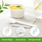 Compostable Spoons 100 Count Heavy Duty 100% No Plastic Spoons Bulk Cornstarch Biodegradable Spoon Eco Friendly Compostable Utensils for Party Campin
