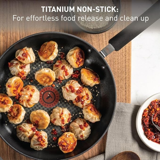 T-fal Ultimate Hard Anodized Nonstick Fry Pan Set 2 Piece, 8, 10 Inch, Oven Broiler Safe 400F, Kitchen, Cookware, Pots and Pans Set Non Stick, Frying Pans, Dishwasher Safe, Black
