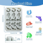 2 Pack Cowboy Chocolate Molds, Western Theme Silicone Mold Baking with Cowboy Hat, Cowboy Boot and Horse, Suitable for Making Chocolate, Candy, Cakes, Cupcakes, And Cookies Soaps (Grey-1PCS)