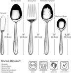 Mikasa Cocoa Blossom 65-Piece Flatware Set for 12, 18/10 Stainless Steel Silverware with Full Service and Serving Utensils, Elegant Floral Design