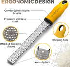 Stainless Steel Cheese and Citrus Zester Grater w/Extra Sharp Blade - Perfect for Lemons, Parmesan, Garlic, Chocolate - Spice Up any Kitchen Dish in Seconds with Your Premium Hand Held Shredder