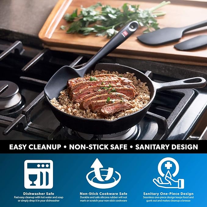 DI ORO Silicone Spoon Spatula - Forever Warranty - 600°F Heat-Resistant Large Silicone Spoonula Scraper - BPA Free Nonstick Cookware Safe Rubber Kitchen Utensil for Baking, Cooking, & Mixing (Mint)