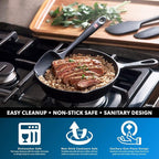DI ORO Silicone Spoon Spatula - Forever Warranty - 600°F Heat-Resistant Large Silicone Spoonula Scraper - BPA Free Nonstick Cookware Safe Rubber Kitchen Utensil for Baking, Cooking, & Mixing (Blue)