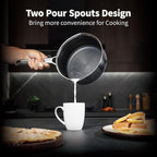 Hybrid Nonstick Saucepan Set of 2 with Lids 1.5 QT and 3 QT, Stainless Steel Honeycomb Pans with Side Pour Spouts,Compatible with All Cooktops,Dishwasher and Oven Safe