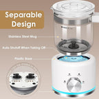 Milk Frother, 16.9 OZ Milk Frother and Steamer, 4 in 1 Electric Milk Frother Dishwasher Safe Durable Silent Frother for Coffee Hot and Cold Foam Maker (White Glass)