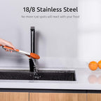 Kitchen Tongs, U-Taste 7/9/12 inches Cooking Tongs, with 600ºF High Heat-Resistant Non-Stick Silicone Tips, 18/8 Stainless Steel Handle, for Food Grill, Salad, BBQ, Frying, Serving, Pack of 3(Orange)