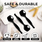 18 Count Disposable Black Plastic Serving Spoons for Buffet, Large Serving Spoons Heavy Duty Disposable Serving Utensils for Catering Wedding Holiday Party Events (Black, 18pcs spoons)