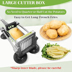 Commercial French Fry Cutter, Heavy Duty Potato Slicer with 1/4Inch Blade, Stainless Steel Potato ChopperFrench Fries Cutter with Suction Feet,