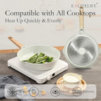 ESLITE LIFE Nonstick Ceramic Frying Pan Skillet with Lid, Non-Toxic Egg Omelette Kitchen Cooking Pans Compatible with All Stovetops (Gas, Electric & Induction), PTFE & PFOA Free (White, 11" w/Lid)