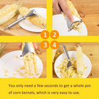 Corn Peeler, Corn stripper for corn on the cob remover tool,Stainless steel multifunctional Kitchen Grips Corn planer Cob Cutter kernels, with Hand Protect