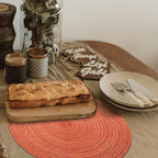 FunWheat Round Braided Placemats Set of 6 Place mats for Dining Tables Woven Heat Resistant Table Mats 15 inch for Fall(Orange)