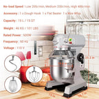 15 QT Bread Mixer, Commercial Industrial Grade Food Stand Mixer with Stainless Steel Bowl and 3 Types of Mixing Tools, Built for Professional Baking: Effortlessly Handles Large Recipes