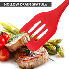 NileHome 4 Pack Silicone Spatula and Grilling Tongs Kitchen Utensils with Silicone Brush Heat Resistant BPA-free Rubber Spatula for Scraping, Baking, Cooking, Mixing-Red