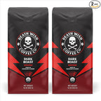 Death Wish Coffee Dark Roast Grounds -16 Oz, 2 Packs of Bold & Intense Blend of Arabica & Robusta Beans - USDA Organic Ground Coffee - Pack of 2