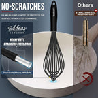 Silicone Whisk - Non Scratch Whisks for Cooking, 500°F Heat Resistant Siliocne Wisk tool, Heavy Duty Kitchen Whisks, for Blending, Beating, set of 4 (5+7+9+11 inch) Black