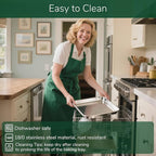 18/0 Stainless Steel Baking Sheet with Cooling Rack, 10.4 Inch Oven-Safe Non-Toxic Cookie Sheets for Baking, Coating Free & Rust Resistant for Healthy Family Baking, Easy to Clean, Heavy Duty