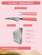 Bird Beak Paring Knife 3.5 Inch, Professional Kitchen Peeling Knife, Ultra Sharp Damascus Powder Steel with Full-tang Resin Handle, SHENG Series