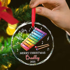 Personalized Xylophonist Christmas Ornament with Text/Name, Xylophone Glass Ornaments Gifts for Music Teacher, Custom Xylophone Player Xmas Tree Ornament, Musical Instrument Lover Glass Keepsake 2025