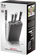 Cangshan YARI Series HUA Knife Block Set, X-7 Damascus Steel, Ash Wood Block (6-Piece)