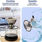 Small Size Pour Over Coffee Dripper, Stainless Steel Metal Cone Drip Coffee Filter, Paperless and Permanently Reusable, Double Mesh Coffee,TeaFilter for 1-2 Cups
