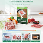 Beelicious Pro Precut Vacuum Sealer Bags for Food Storage 100 Count 8" x 12" with BPA-Free, Heavy Duty, Commercial Vacuum Seal Bags for Sous Vide & Seal a Meal