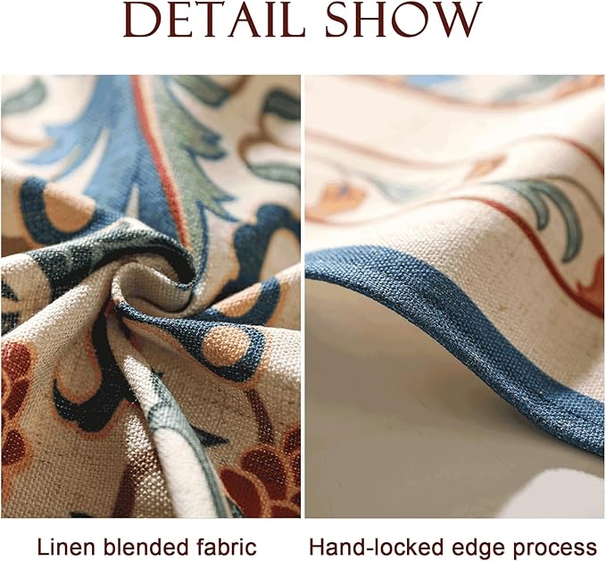 patdrea Designer Vintage Linen Tablecloth for Rectangle Table,French Soft Durable Floral Tablecloths,Colorful Table Cover for Kitchen Dining,Parties,Christmas,Thanksgiving,Party,55"x79"-Puno