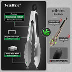 Walfos Kitchen Small Tongs - 7 inch Heavy Duty Mini Food Tongs, Stainless Steel and Non-Slip Heat Resistant Handle - Great for Cooking, Salad, Grilling and Barbecue，3 Piece