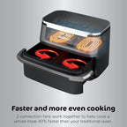 Ninja Foodi 6-in-1 FlexBasket Air Fryer with 7-QT MegaZone & Basket Divider for Large Proteins & Full Meals, Smart Finish Cook 2 Foods 2 Ways, Family Sized Capacity, Air Fry, Roast & More, Black DZ071